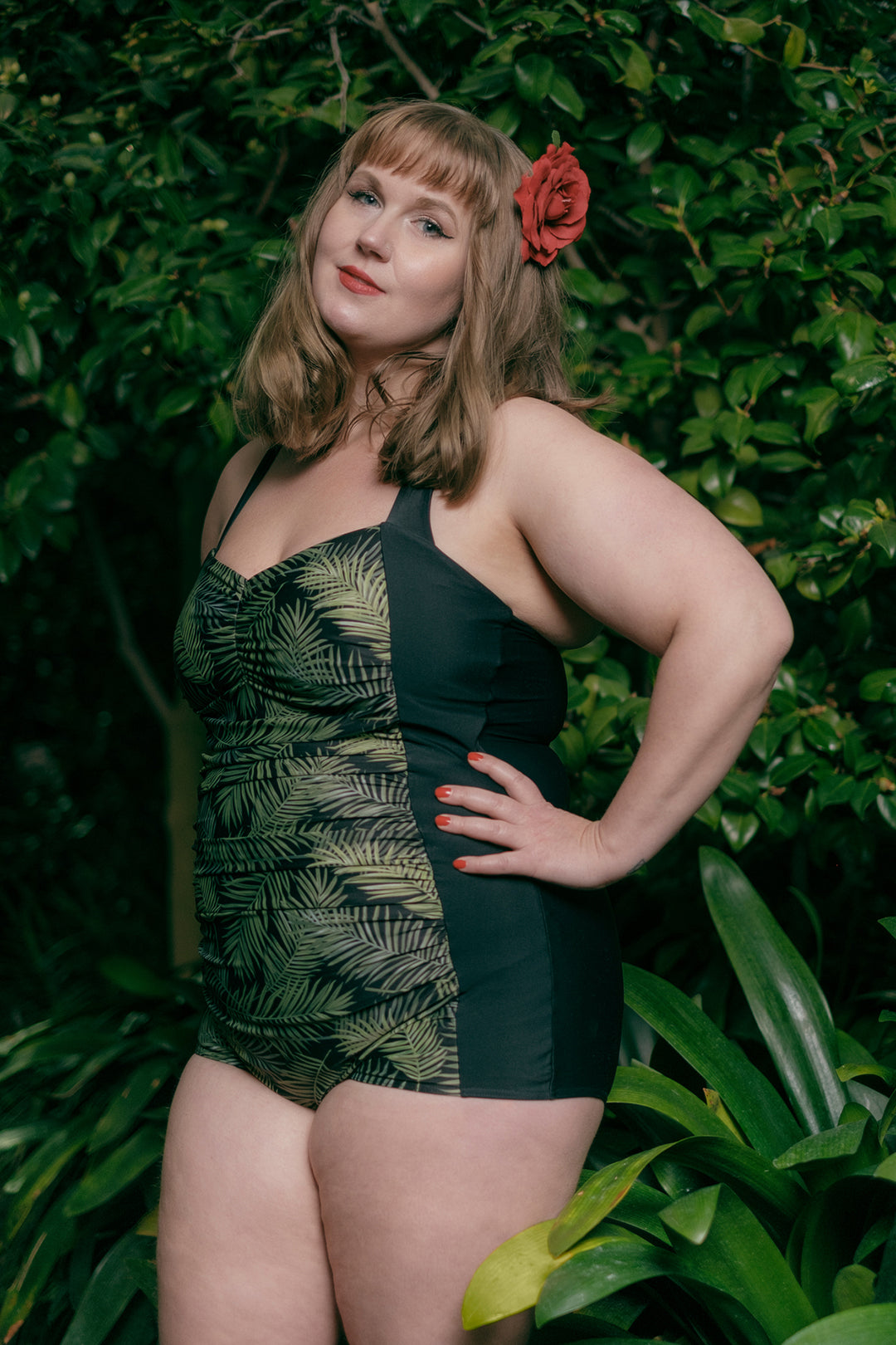Suntime swimsuit on model seen from side