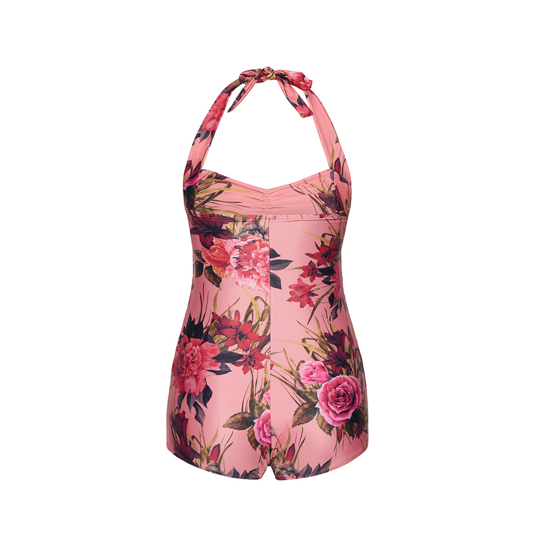 Pink Flowers Simple Swimsuit
