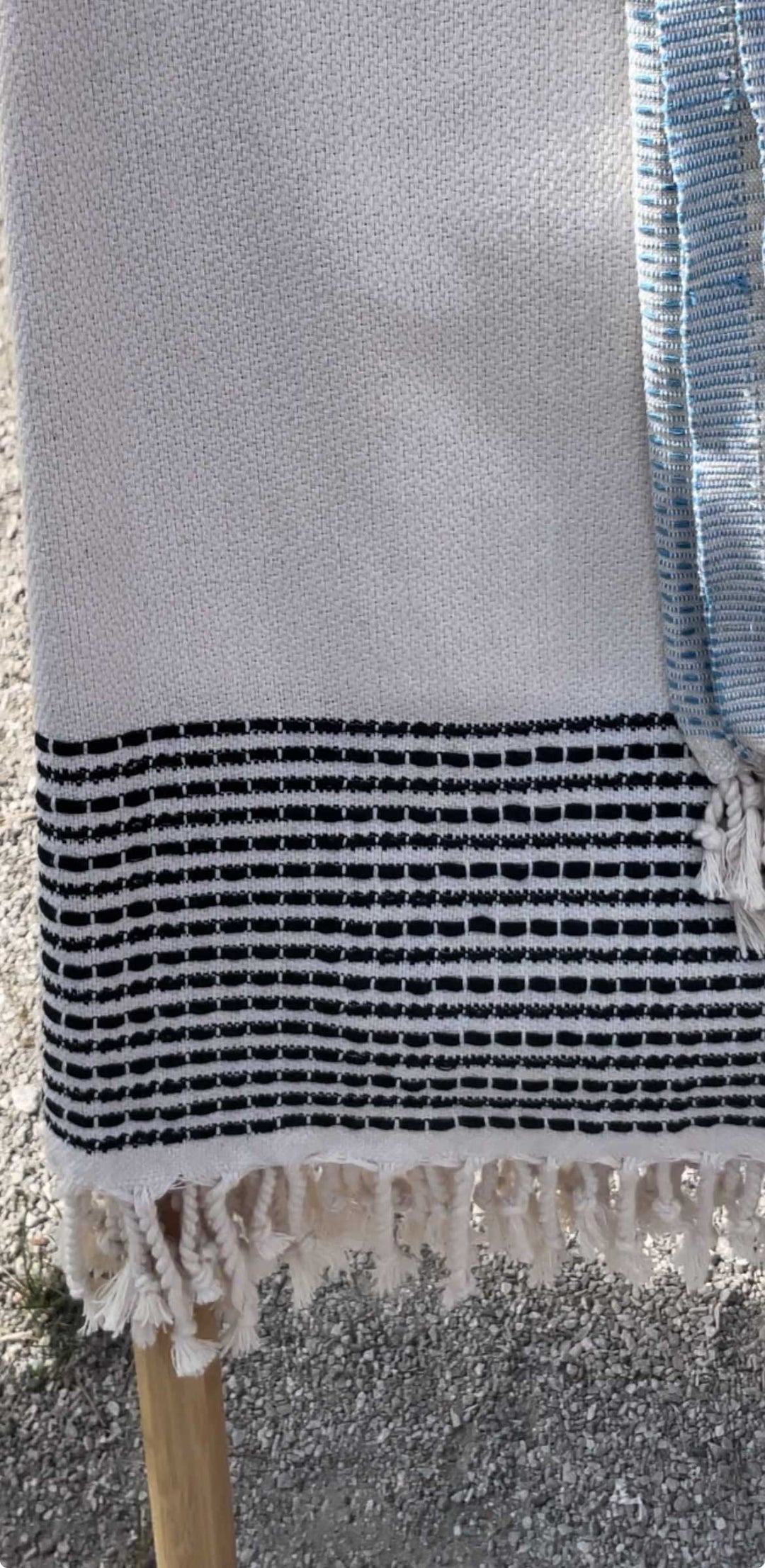 Black Striped Linne towel