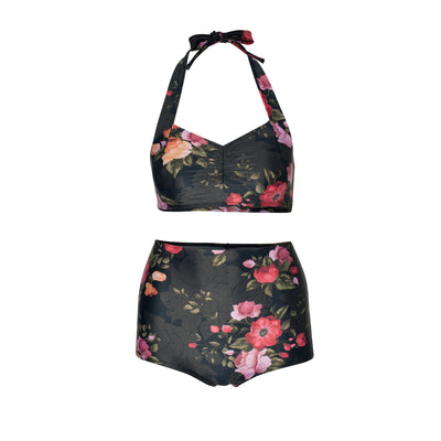 Vintage Flowers bikini set. Made from recycled nylon.