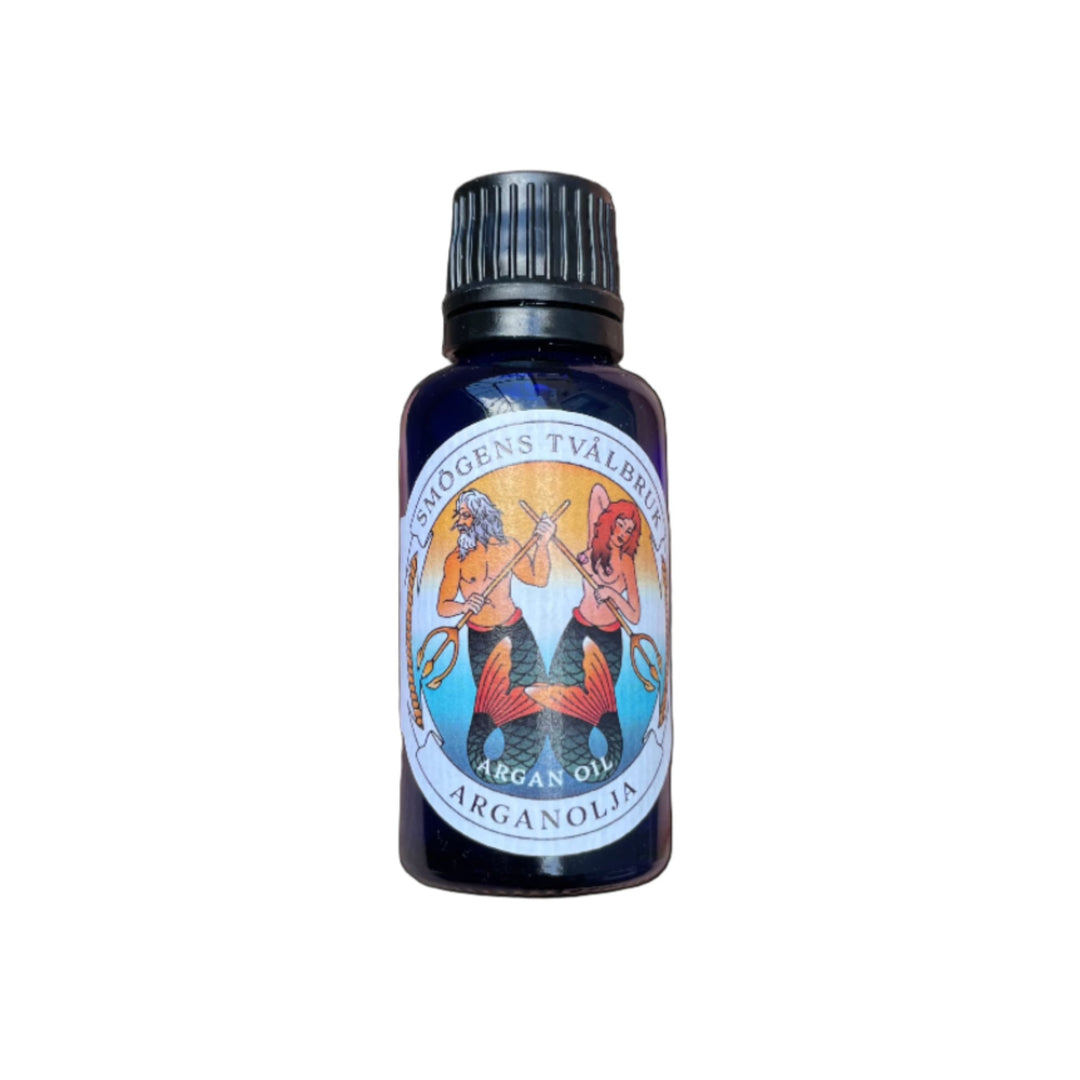 Photo of Argan oil bottle in hand
