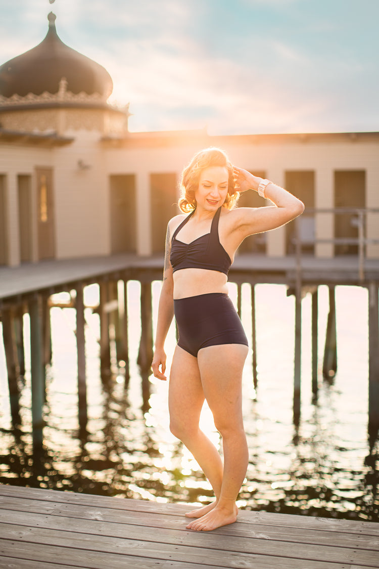 Navy high bikini bottoms