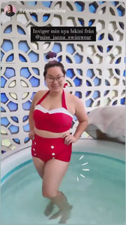 Customer ohoto of customer in red Hello sailor bikini
