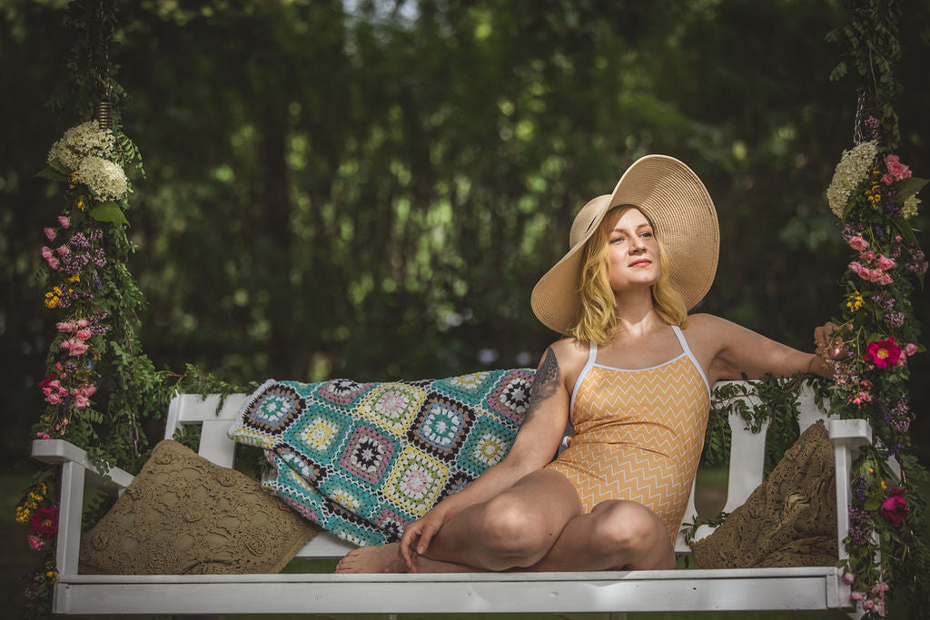 Mustard swimming costume deals
